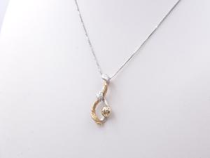 K18WG/K18 ダイヤ 0.04ct ネックレス 4.2g